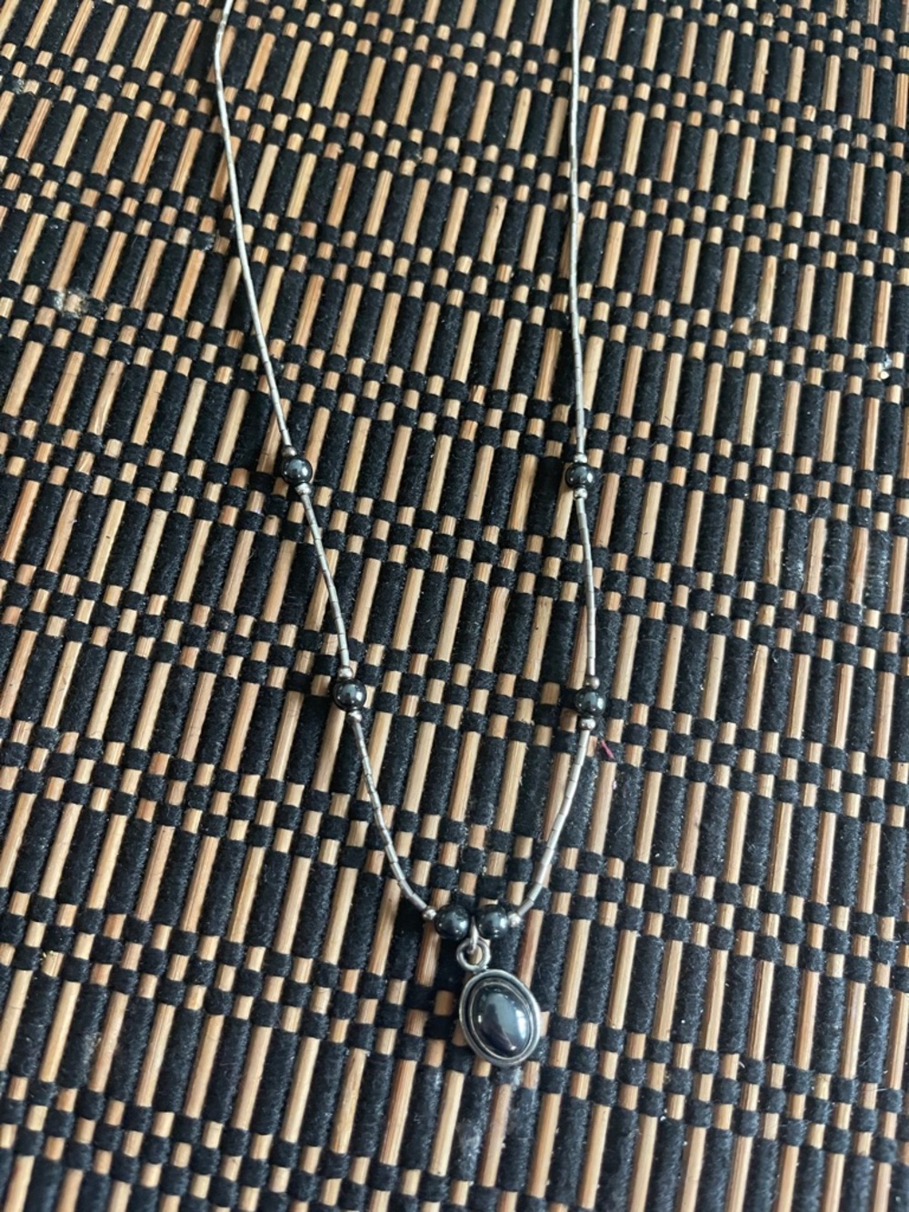 Dark grey Beaded Pendant Necklace - Elegant Women's Jewelry